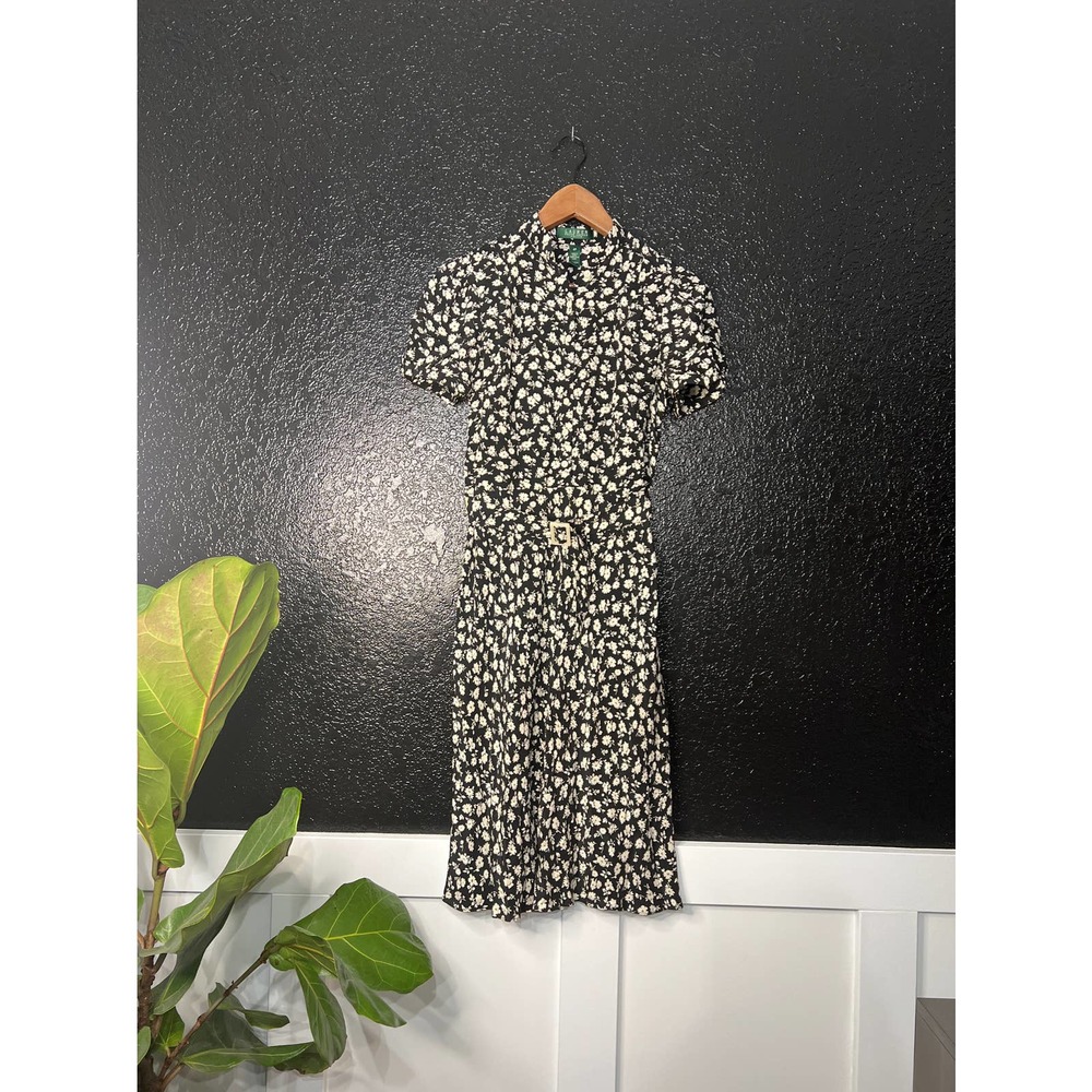 Lauren Ralph Lauren Petite 4P 100% silk floral pattern dress